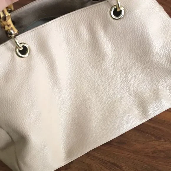 Mark & Graham Cream Satchel with Bamboo Handles - Picture 11 of 16